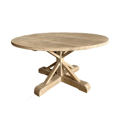 Round Elm X-Base Dining Table D1200mm - Natural Dining Furniture Beachwood Designs 