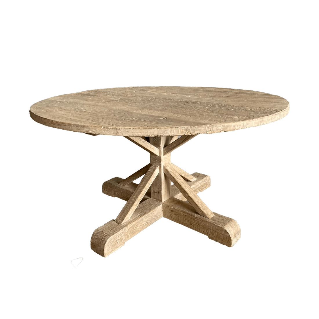 Round Elm X-Base Dining Table D1500mm - Natural Dining Furniture Beachwood Designs 