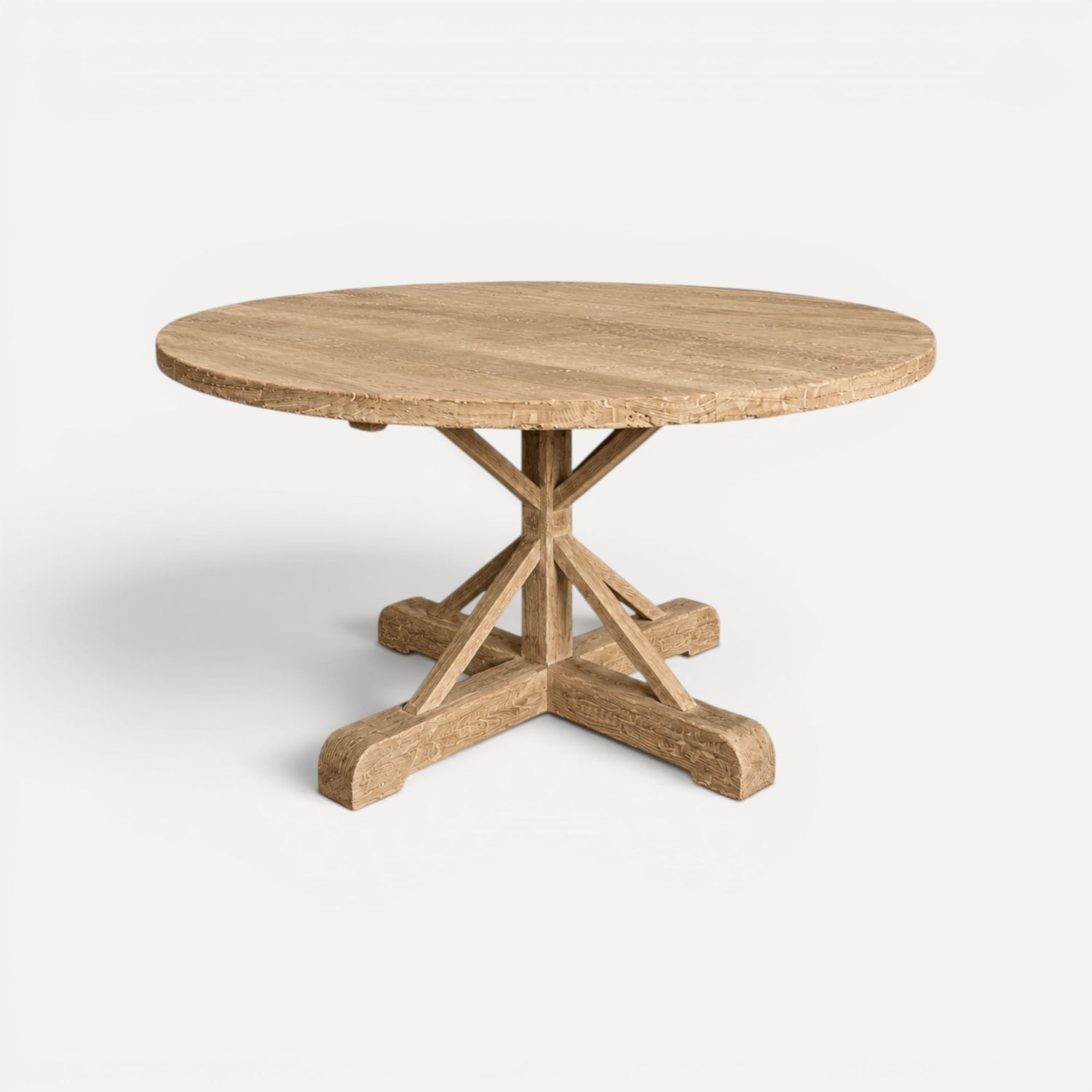 Round Elm X-Base Dining Table D1800mm - Natural Dining Furniture Beachwood Designs 