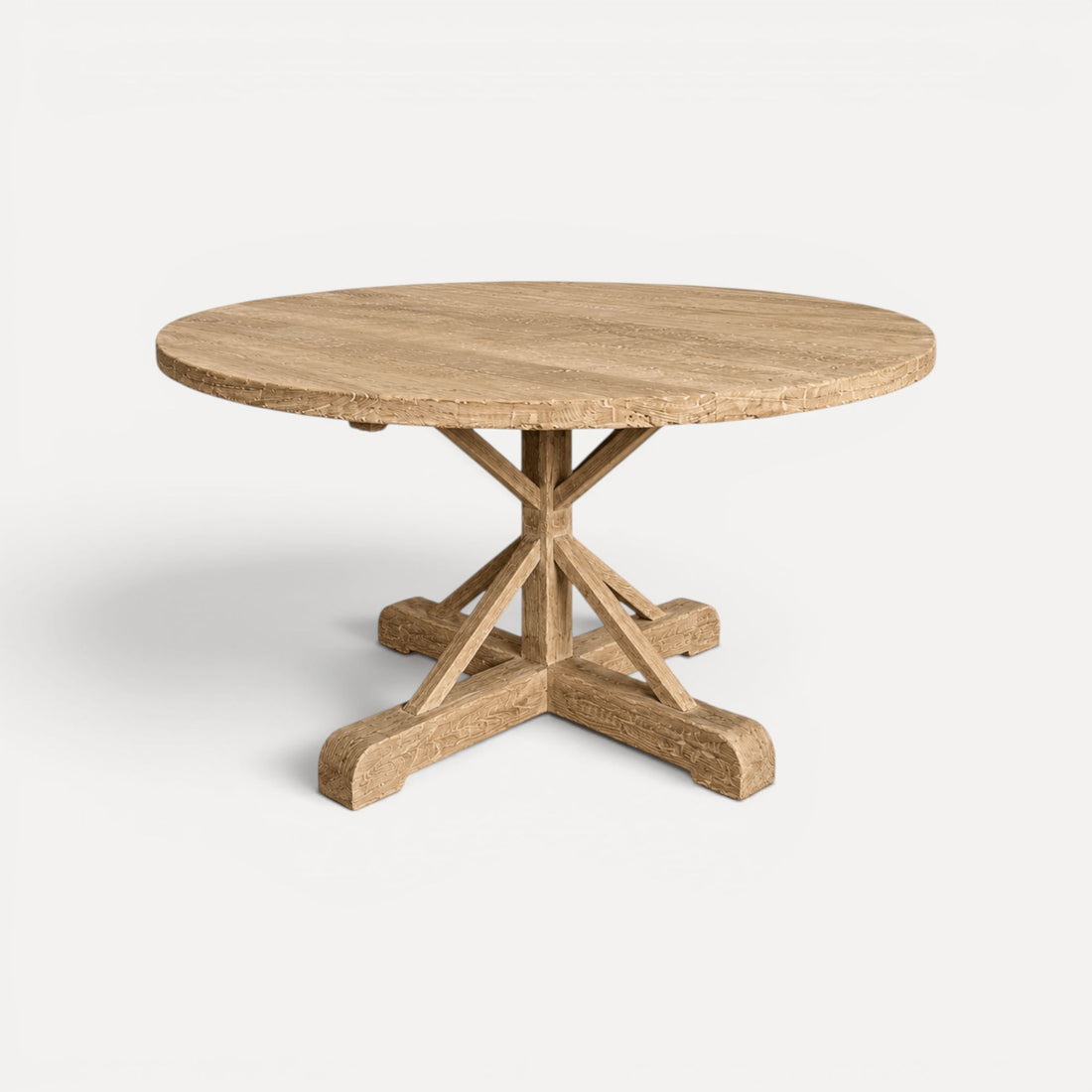 Round Elm X-Base Dining Table D1800mm - Natural Dining Furniture Beachwood Designs 