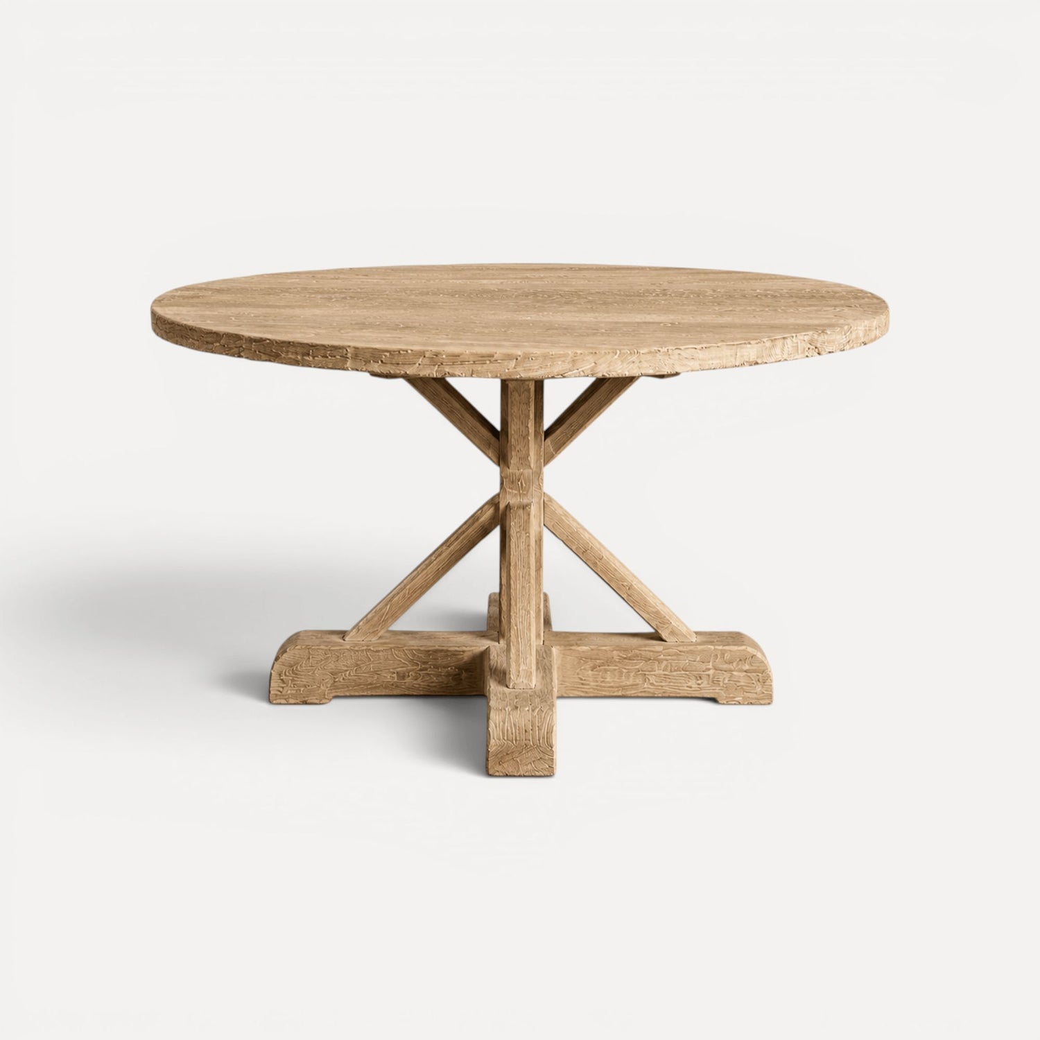 Round Elm X-Base Dining Table D1800mm - Natural Dining Furniture Beachwood Designs 