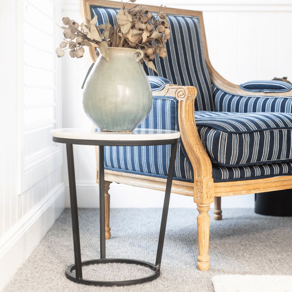 Round Marble Top Side Table - 500D Living Furniture Beachwood Designs 