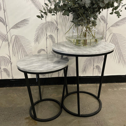 Round Marble Top Side Table - 500D Living Furniture Beachwood Designs 