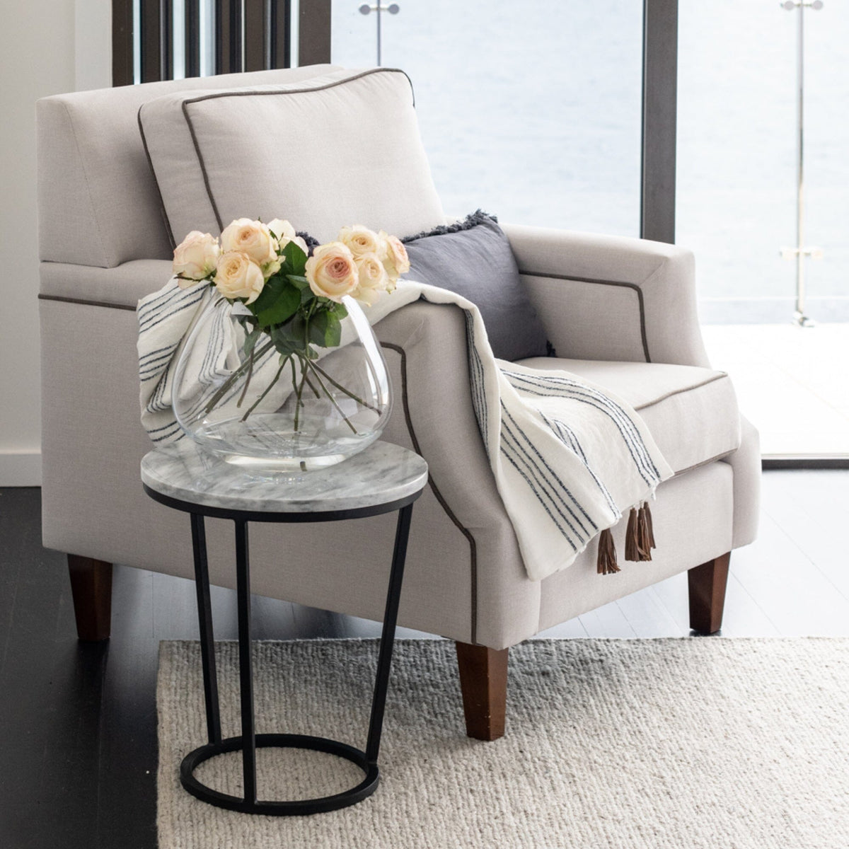 Round Marble Top Side Table - D400mm Living Furniture Beachwood Designs 