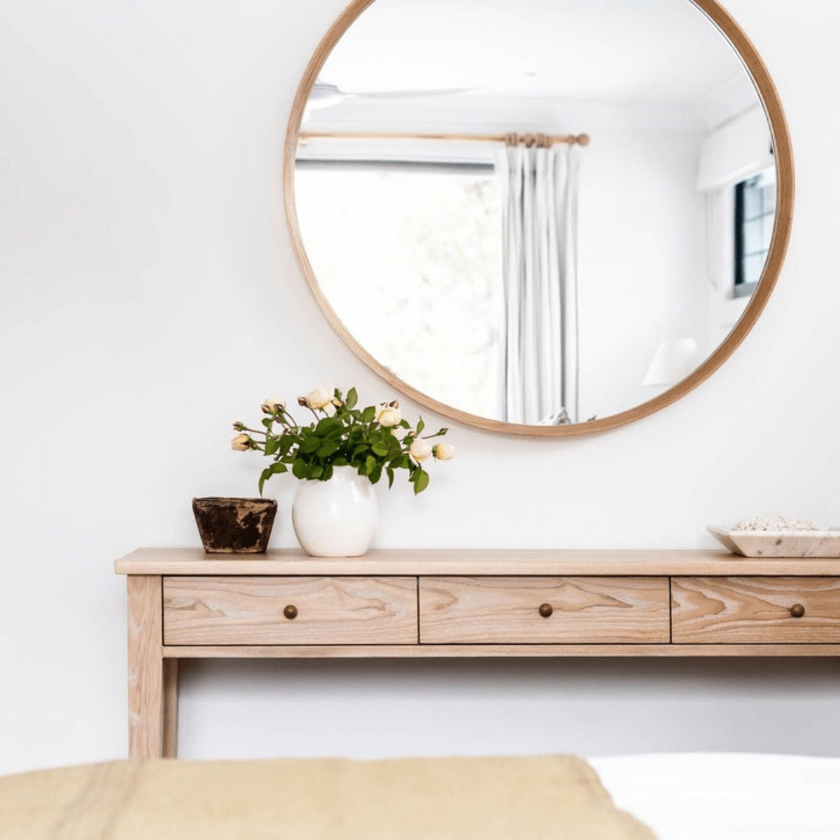 Round Oak Mirror 800D - Natural Homewares Beachwood Designs 