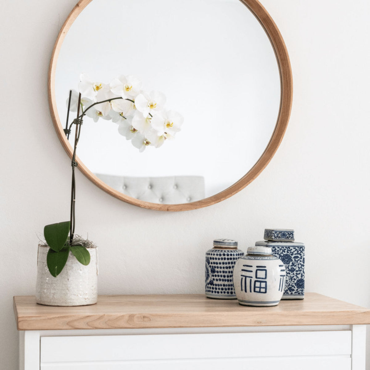 Round Oak Mirror 800D - Natural Homewares Beachwood Designs 