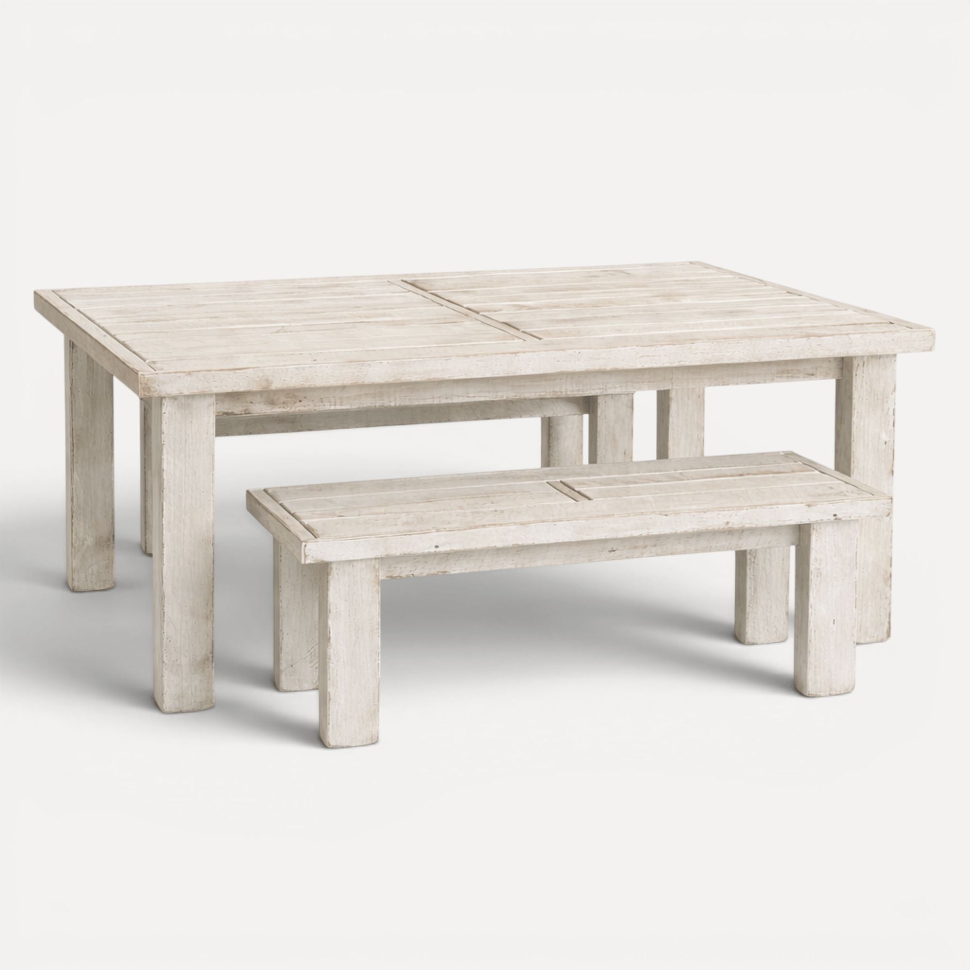 Rustic Outdoor Timber Setting L1800mm Outdoor Furniture Beachwood Designs Outdoor Fence Paling Whitewash (OD-FT-2) 