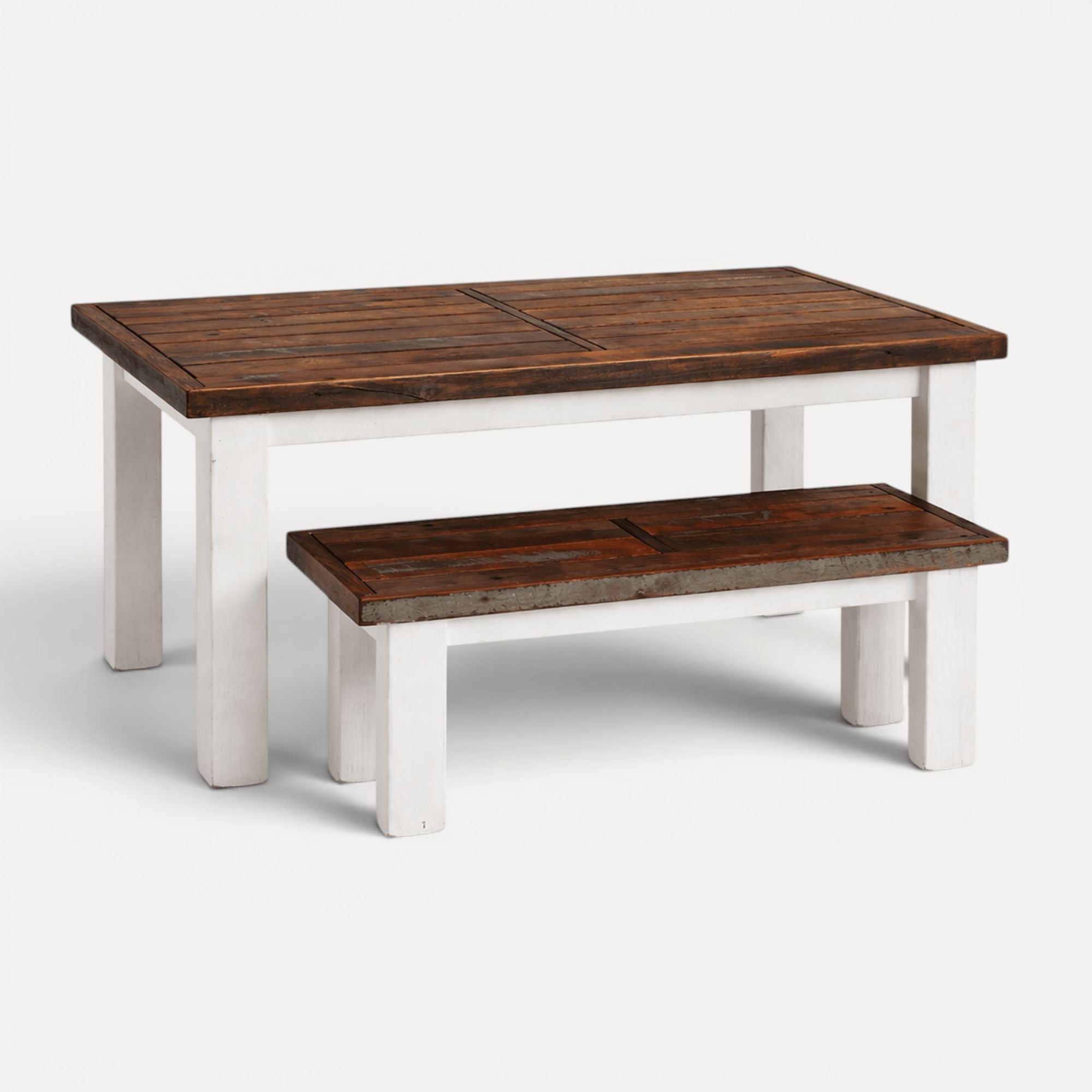 Rustic Outdoor Timber Setting L2100mm - White &amp; Natural Top Outdoor Furniture Beachwood Designs 