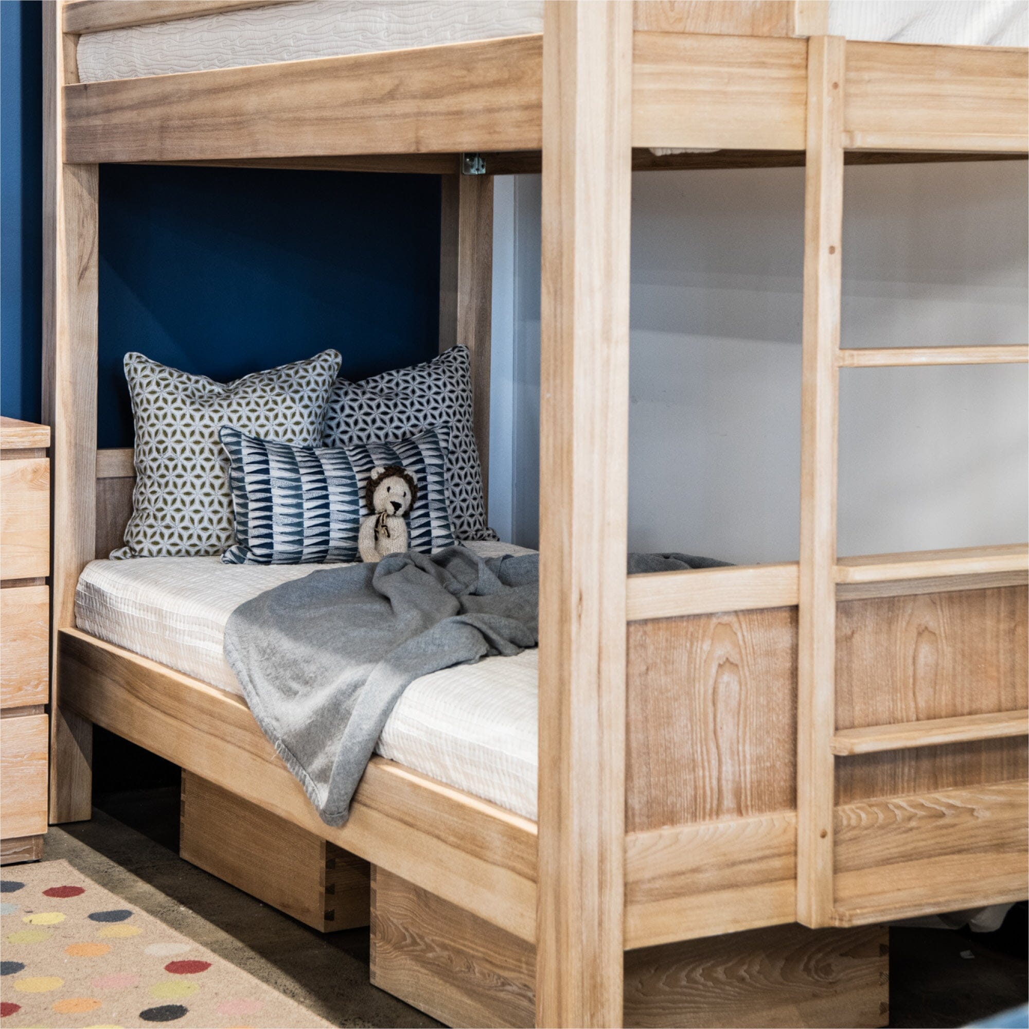 Single Bunk Beds - Fixed Ladder Bedroom Furniture Beachwood Designs Limed Ash 