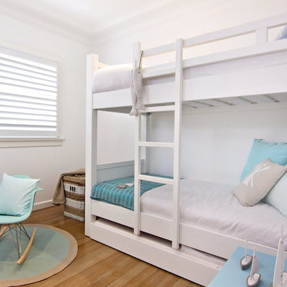 Single Bunk Beds - Removable Ladder Bedroom Furniture Beachwood Designs White 