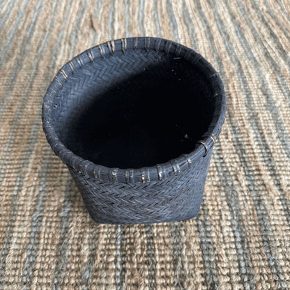Small Dark Rattan Basket Homewares Beachwood Designs