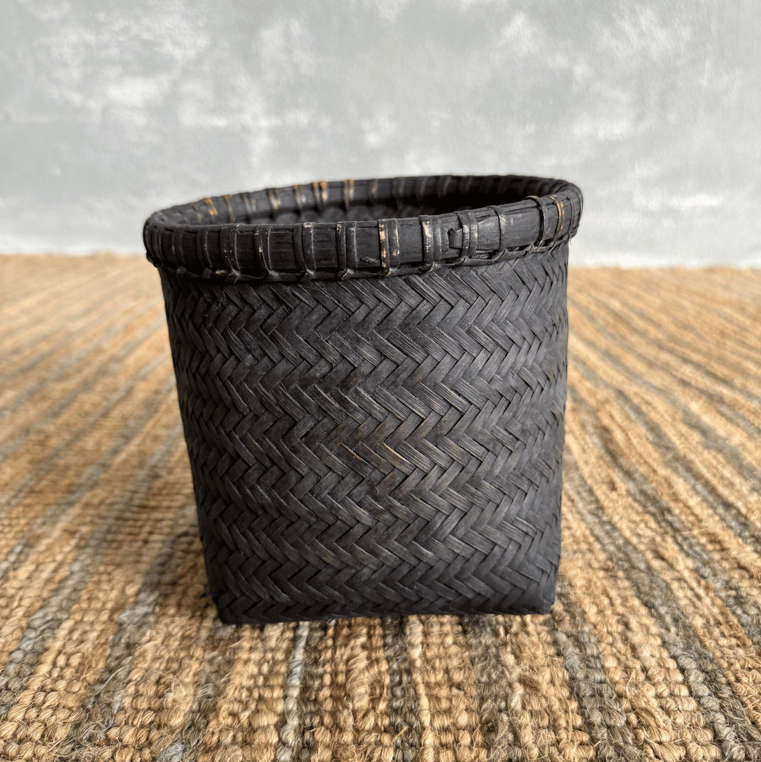 Small Dark Rattan Basket Homewares Beachwood Designs