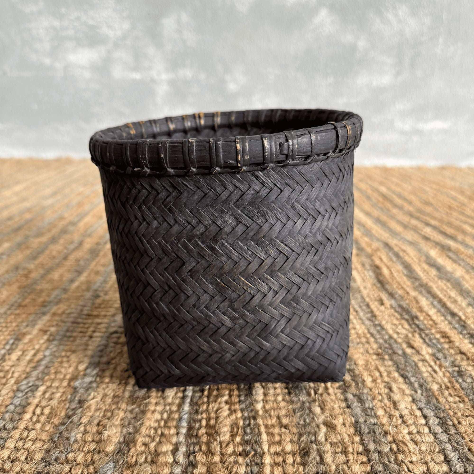 Small Dark Rattan Basket Homewares Beachwood Designs
