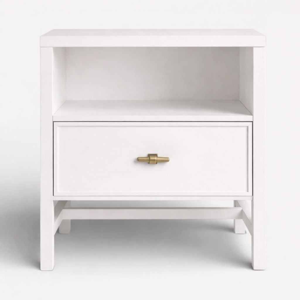 Sorrento Bedside L600mm Bedroom Furniture Beachwood Designs Hand painted White 