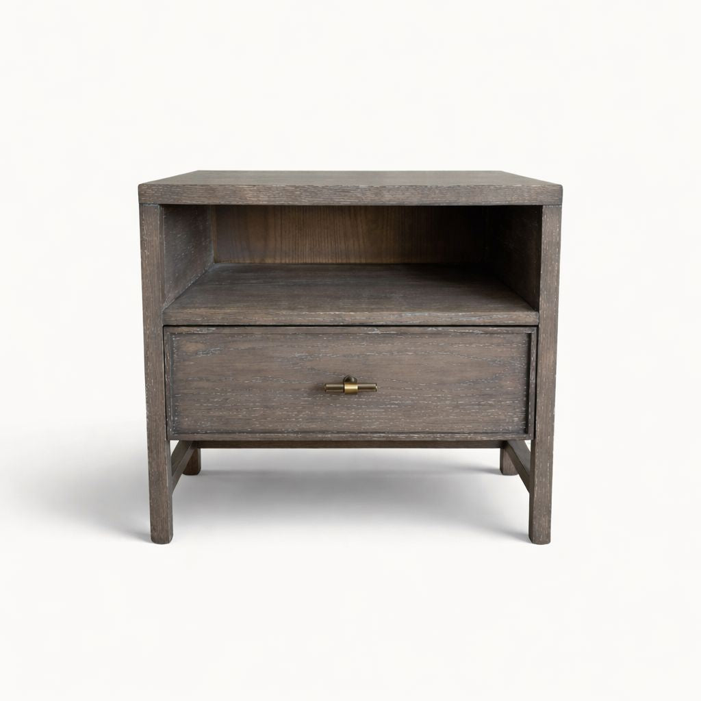 Sorrento Bedside L600mm Bedroom Furniture Beachwood Designs Smoked Grey 