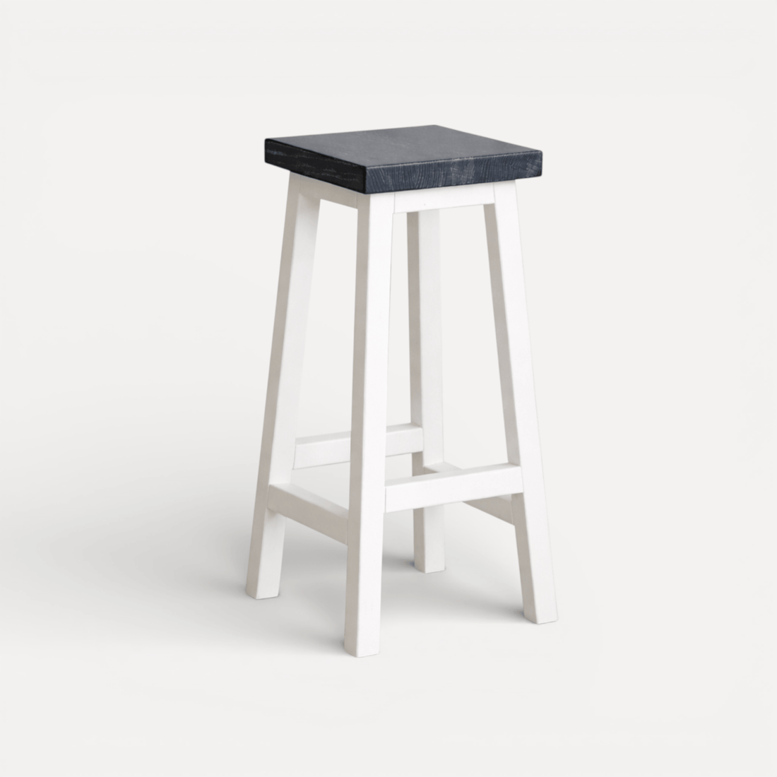 Square Bar Stool - White & Grey Limed