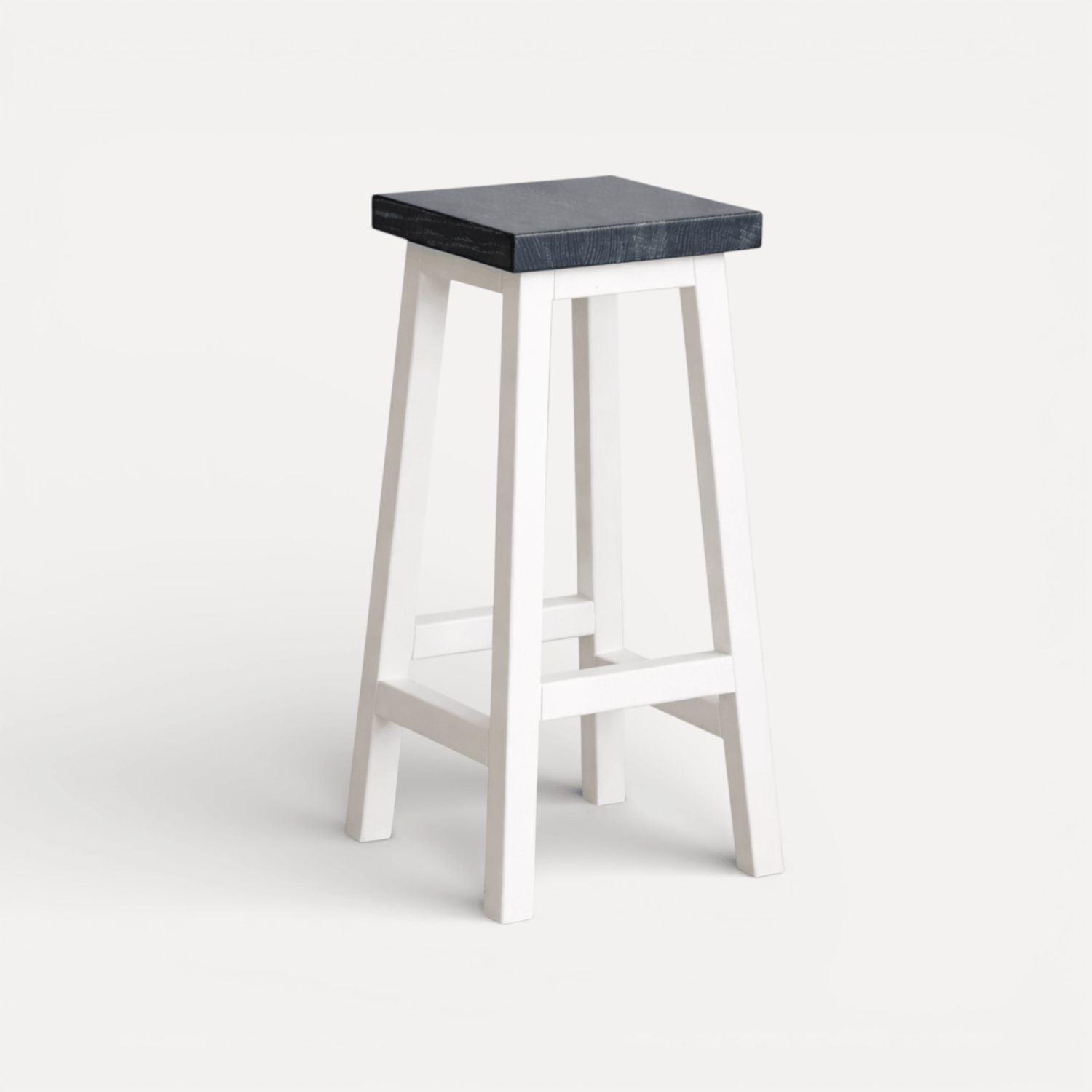 Square Bar Stool - White &amp; Grey Limed