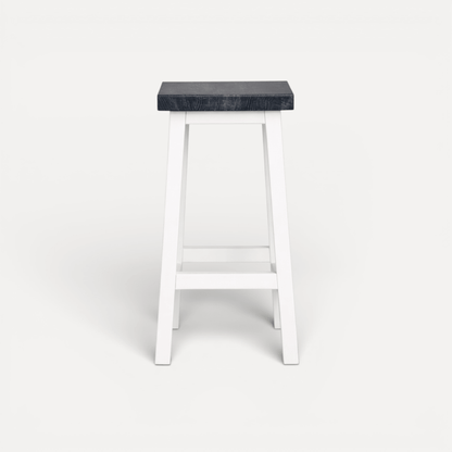 Square Bar Stool - White &amp; Grey Limed
