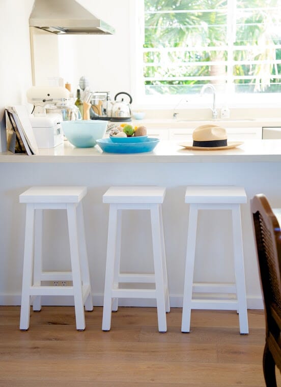 Square Bar Stool - White Dining Furniture Beachwood Designs 