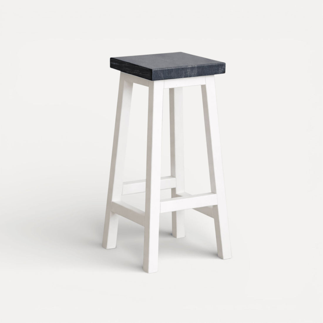 Square Bar Stool - White & Grey Limed Dining Furniture Beachwood Designs
