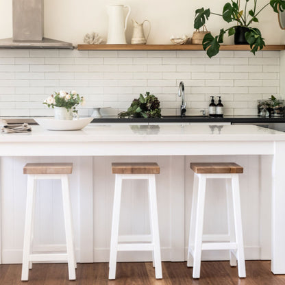 Square Bar Stool - White &amp; Limed Ash Dining Furniture Beachwood Designs 