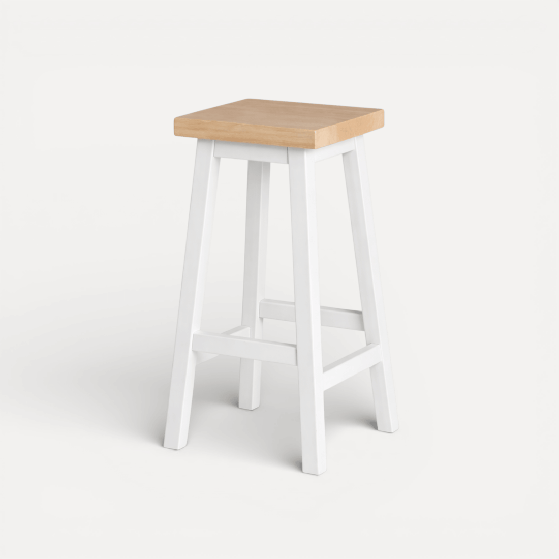Square Bar Stool - White &amp; Limed Ash