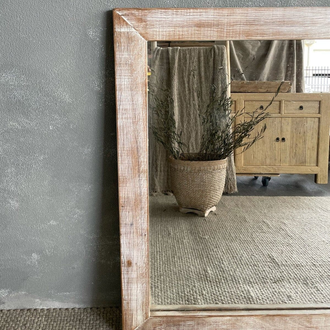 Beachwood Designs-Square Reclaimed Hardwood Mirror - Limed