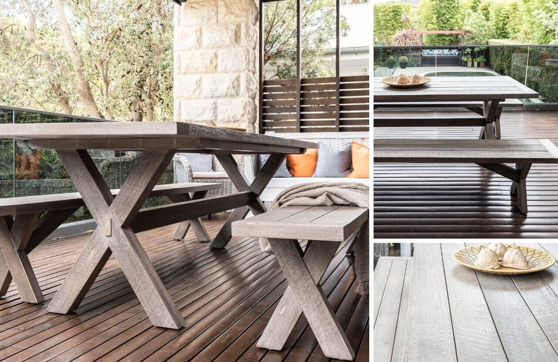 The Custom Cross Base Outdoor Dining Table Dining Furniture Beachwood Designs