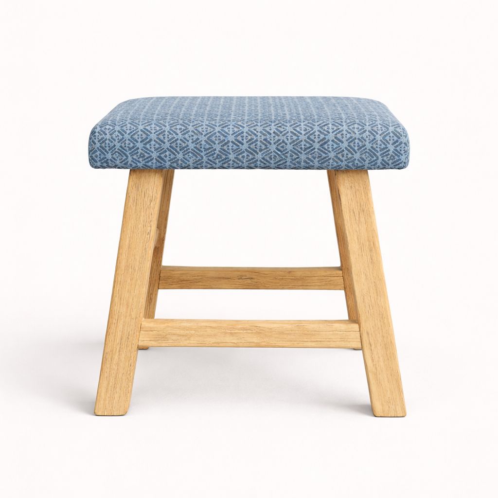Upholstered Elm Stool - Limited Edition - Cool Stripes Dining Furniture Beachwood Designs 