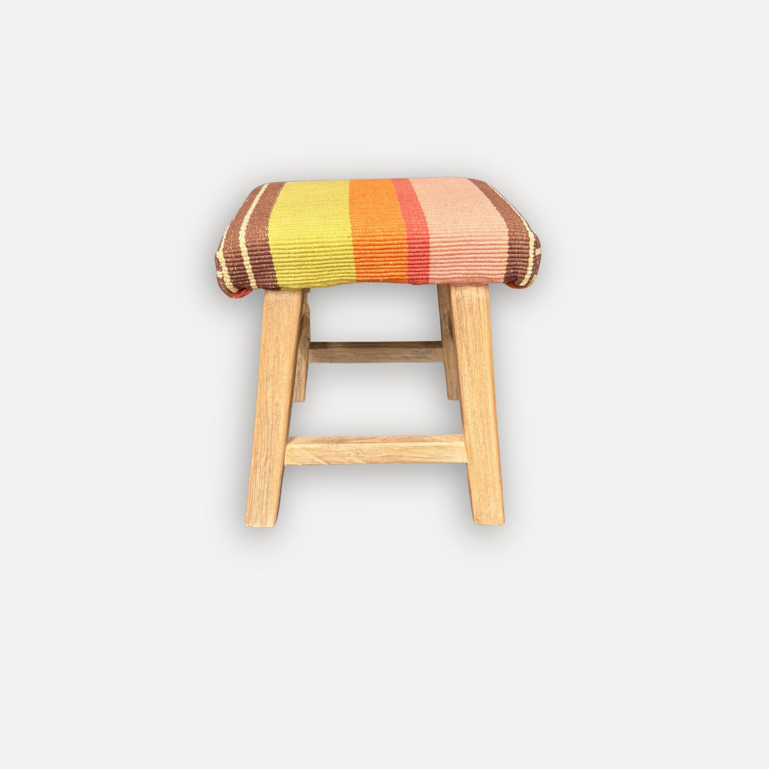 Upholstered Elm Stool - Limited Edition - Warm Stripes Dining Furniture Beachwood Designs 