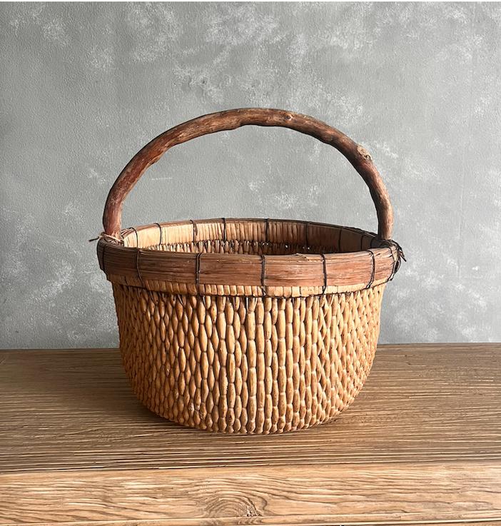 Vintage Chinese Woven Willow Basket Homewares Beachwood Designs 