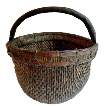 Vintage Chinese Woven Willow Basket Homewares Beachwood Designs