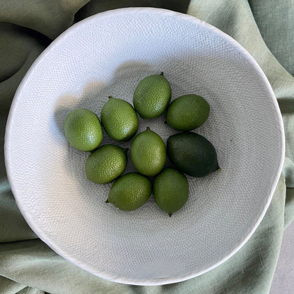 White Ceramic Rattan Bowl Homewares Beachwood Designs 